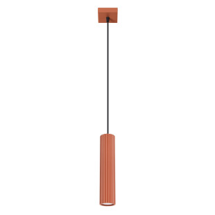 Lampa wisząca Karbon Sollux | Tuba ryflowana, ochra czerwona