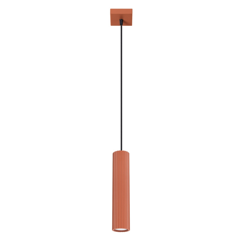 Lampa wisząca Karbon Sollux | Tuba ryflowana, ochra czerwona