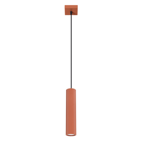 Lampa wisząca Karbon Sollux | Tuba ryflowana, ochra czerwona