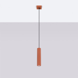 Lampa wisząca Karbon Sollux | Tuba ryflowana, ochra czerwona