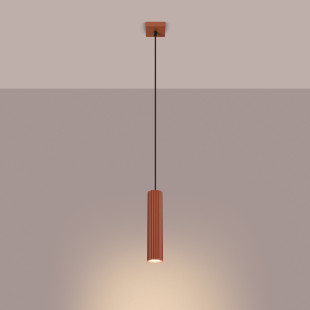 Lampa wisząca Karbon Sollux | Tuba ryflowana, ochra czerwona
