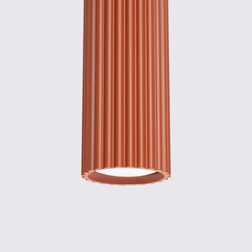 Lampa wisząca Karbon Sollux | Tuba ryflowana, ochra czerwona