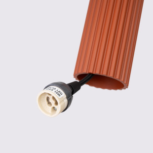 Lampa wisząca Karbon Sollux | Tuba ryflowana, ochra czerwona