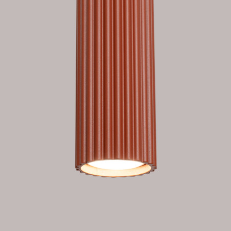Lampa wisząca Karbon Sollux | Tuba ryflowana, ochra czerwona