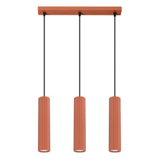 Lampa wisząca Karbon 3 tuby ochra czerwona | Sollux