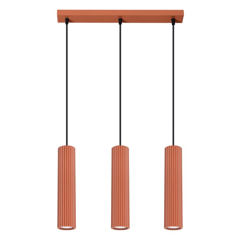 Lampa wisząca Karbon 3 tuby ochra czerwona | Sollux