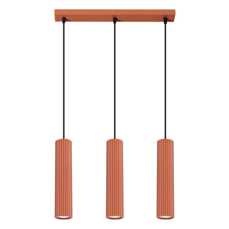 Lampa wisząca Karbon 3 tuby ochra czerwona | Sollux