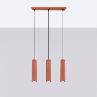 Lampa wisząca Karbon 3 tuby ochra czerwona | Sollux