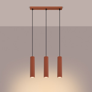 Lampa wisząca Karbon 3 tuby ochra czerwona | Sollux