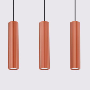 Lampa wisząca Karbon 3 tuby ochra czerwona | Sollux
