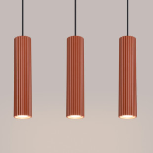 Lampa wisząca Karbon 3 tuby ochra czerwona | Sollux