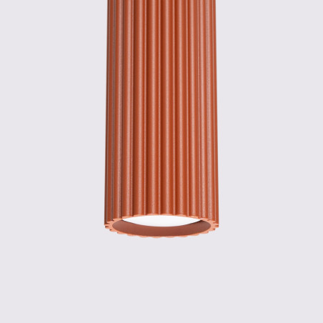 Lampa wisząca Karbon 3 tuby ochra czerwona | Sollux