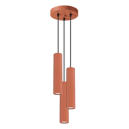 Lampa wisząca Karbon Round Sollux | 3 tuby, ochra czerwona