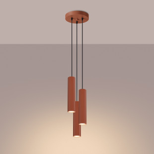 Lampa wisząca Karbon Round Sollux | 3 tuby, ochra czerwona