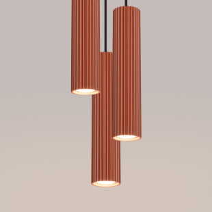Lampa wisząca Karbon Round Sollux | 3 tuby, ochra czerwona