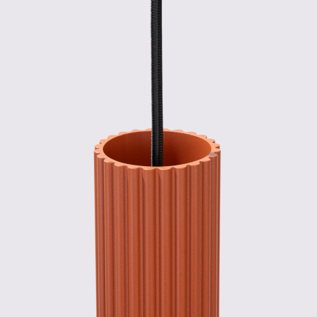 Lampa wisząca Karbon Round Sollux | 3 tuby, ochra czerwona