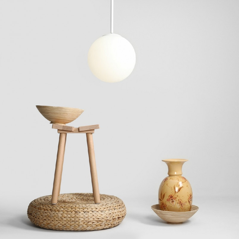 Lampa wisząca szklana kula Bosso 30cm biała Aldex | Sklep z lampami