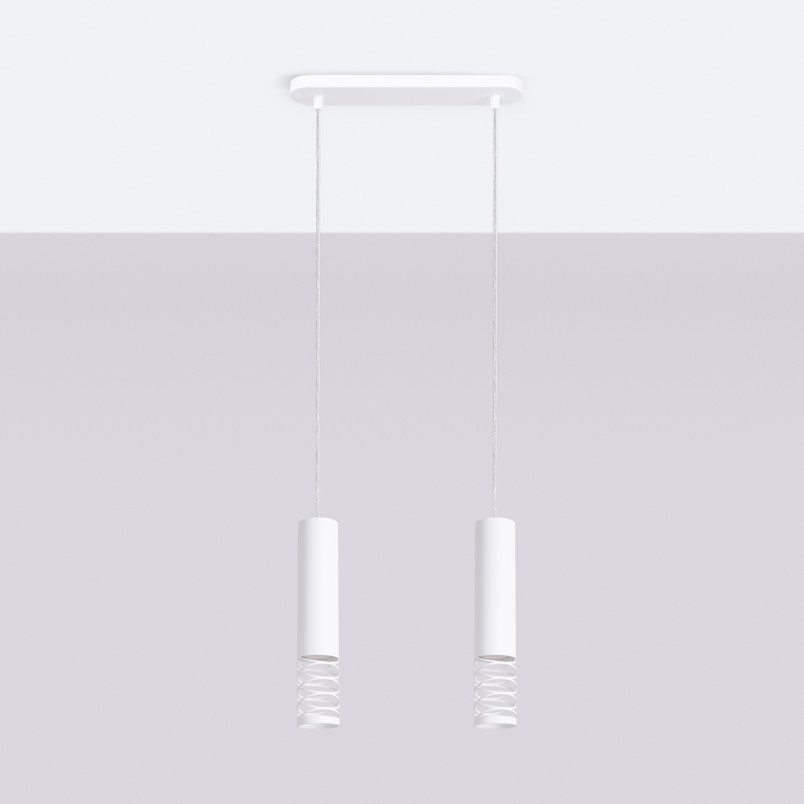 Lampa wisząca 2 punktowa Lami biała Sollux | Nowoczesny design
