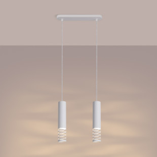 Lampa wisząca 2 punktowa Lami biała Sollux | Nowoczesny design