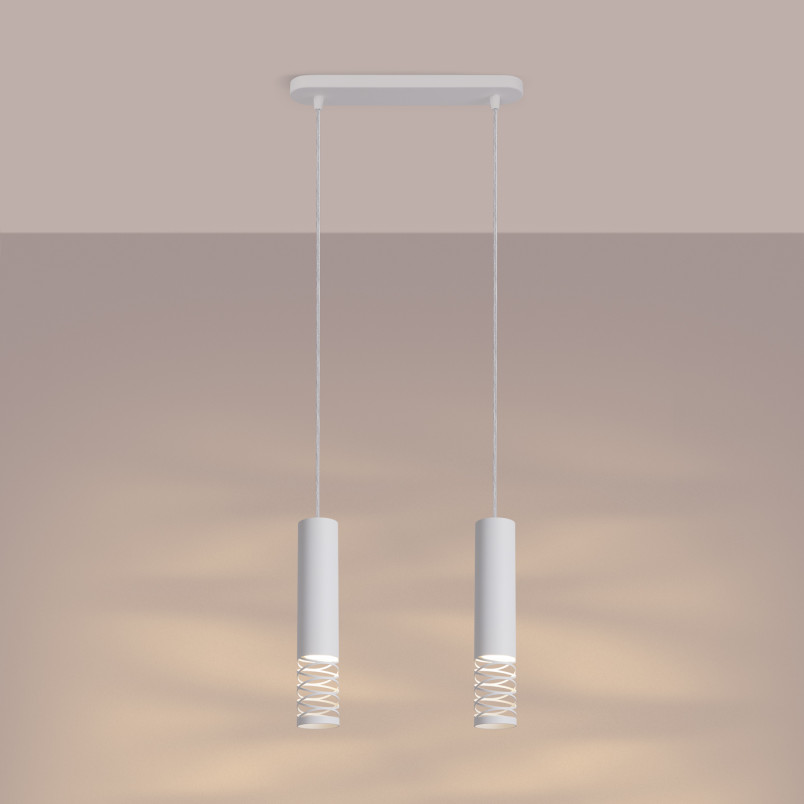 Lampa wisząca 2 punktowa Lami biała Sollux | Nowoczesny design