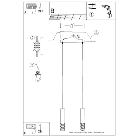 Lampa wisząca 2 punktowa Lami biała Sollux | Nowoczesny design