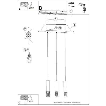 Lampa wisząca 3 punktowa Lami biała Sollux - Nowoczesny design