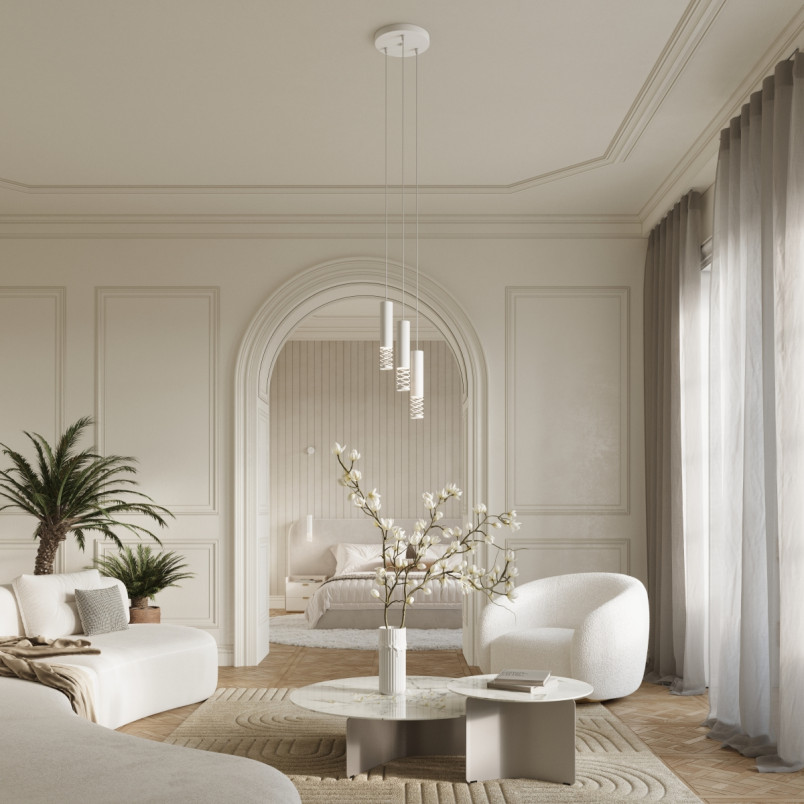 Lampa wisząca 3 punktowa Lami biała Sollux - Nowoczesny design