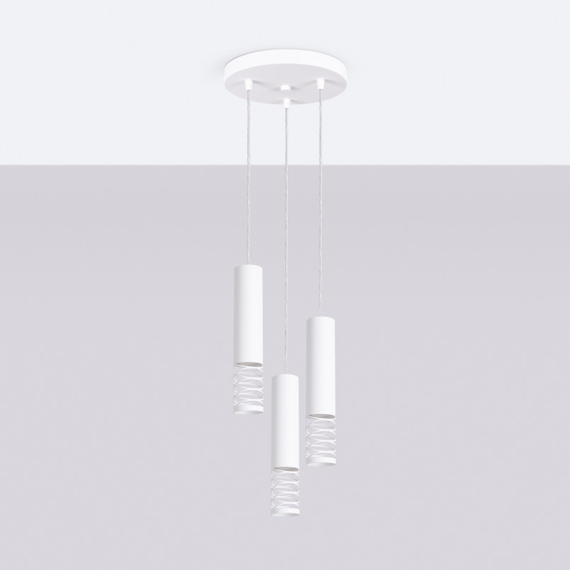 Lampa wisząca 3 punktowa Lami Round biała Sollux - Nowoczesny design