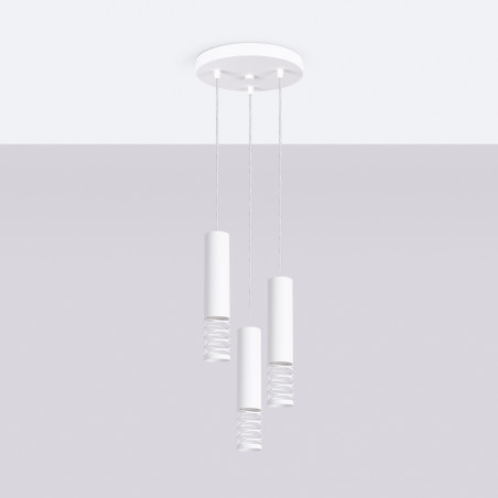 Lampa wisząca 3 punktowa Lami Round biała Sollux - Nowoczesny design