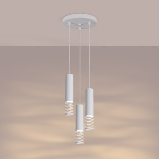 Lampa wisząca 3 punktowa Lami Round biała Sollux - Nowoczesny design