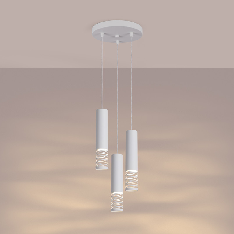 Lampa wisząca 3 punktowa Lami Round biała Sollux - Nowoczesny design