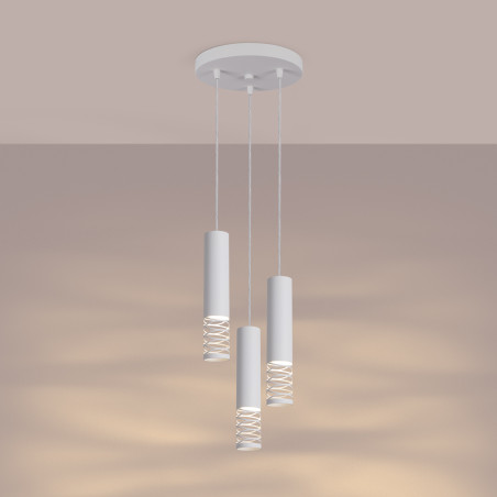 Lampa wisząca 3 punktowa Lami Round biała Sollux - Nowoczesny design