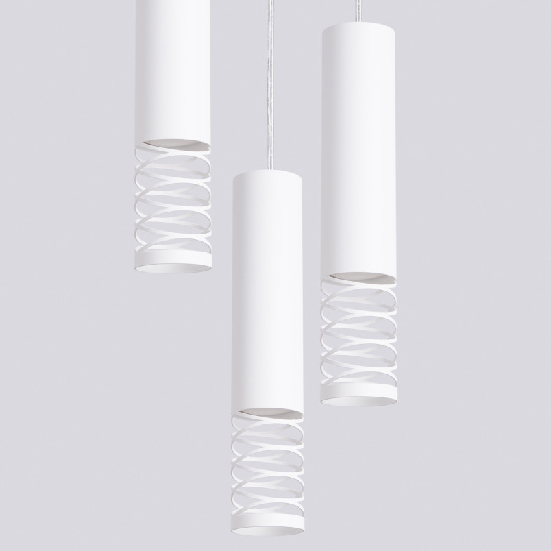 Lampa wisząca 3 punktowa Lami Round biała Sollux - Nowoczesny design
