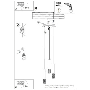 Lampa wisząca 3 punktowa Lami Round biała Sollux - Nowoczesny design