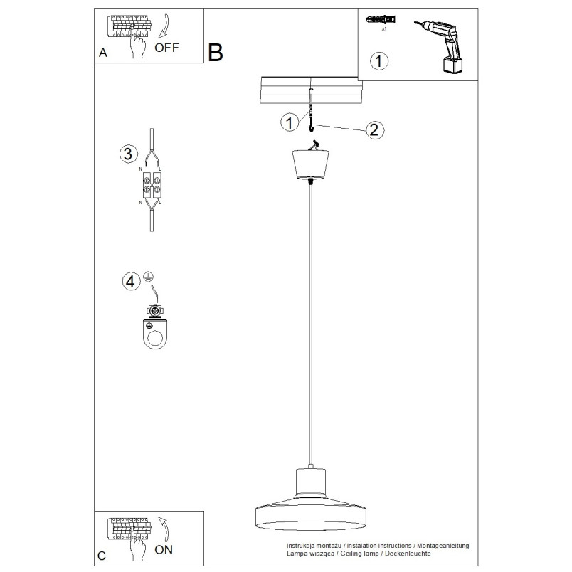 Lampa wisząca loft Bilo | Sollux - Nowoczesny design