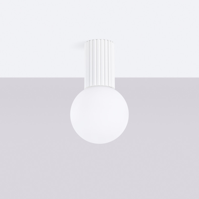 Plafon ryflowany Halo biały Sollux | Lampa sufitowa IP44