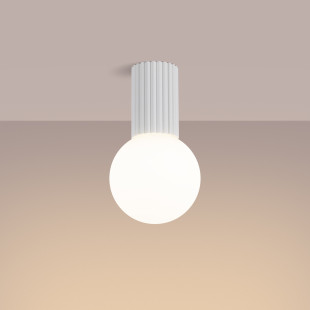 Plafon ryflowany Halo biały Sollux | Lampa sufitowa IP44