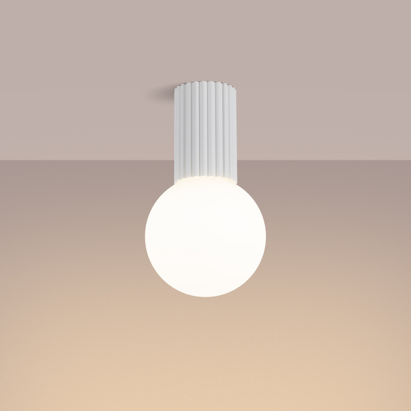 Plafon ryflowany Halo biały Sollux | Lampa sufitowa IP44