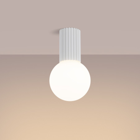 Plafon ryflowany Halo biały Sollux | Lampa sufitowa IP44