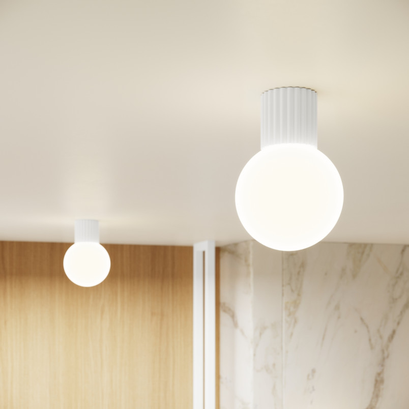 Plafon ryflowany Halo biały Sollux | Lampa sufitowa IP44