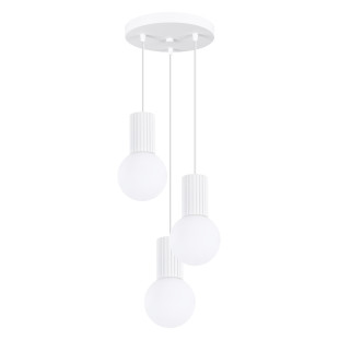 Lampa wisząca biała Sollux Halo | 3 punkty, szklane kule