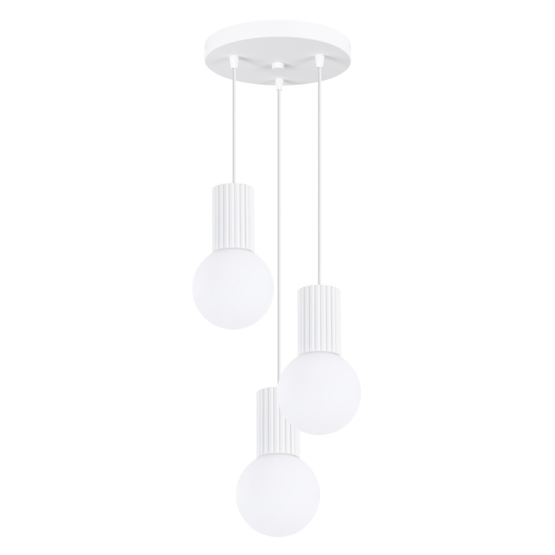 Lampa wisząca biała Sollux Halo | 3 punkty, szklane kule