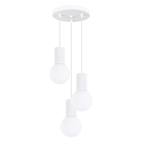 Lampa wisząca biała Sollux Halo | 3 punkty, szklane kule