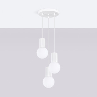 Lampa wisząca biała Sollux Halo | 3 punkty, szklane kule