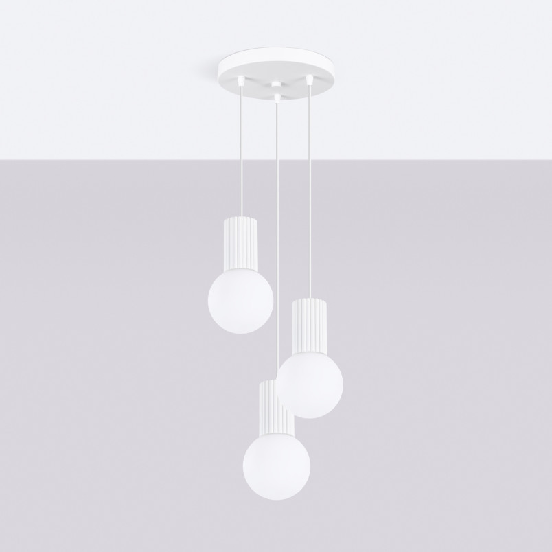 Lampa wisząca biała Sollux Halo | 3 punkty, szklane kule