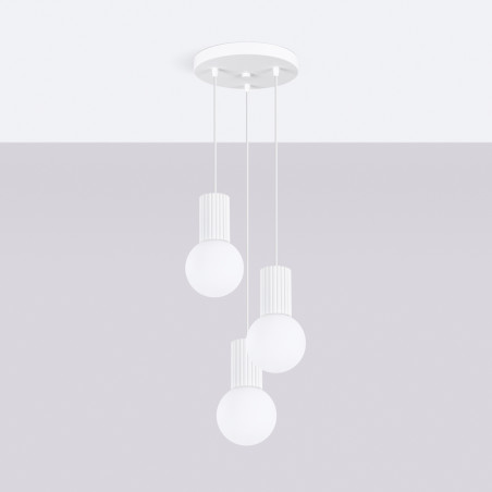 Lampa wisząca biała Sollux Halo | 3 punkty, szklane kule