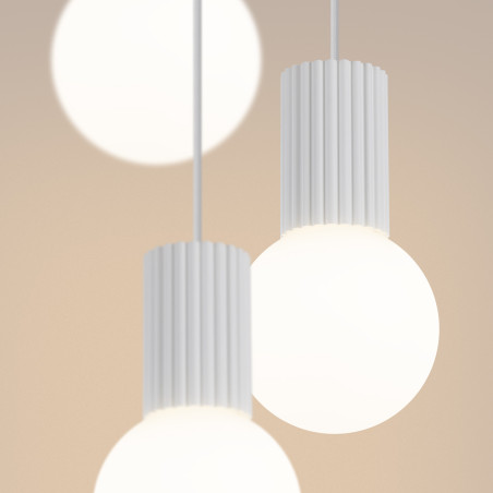 Lampa wisząca biała Sollux Halo | 3 punkty, szklane kule