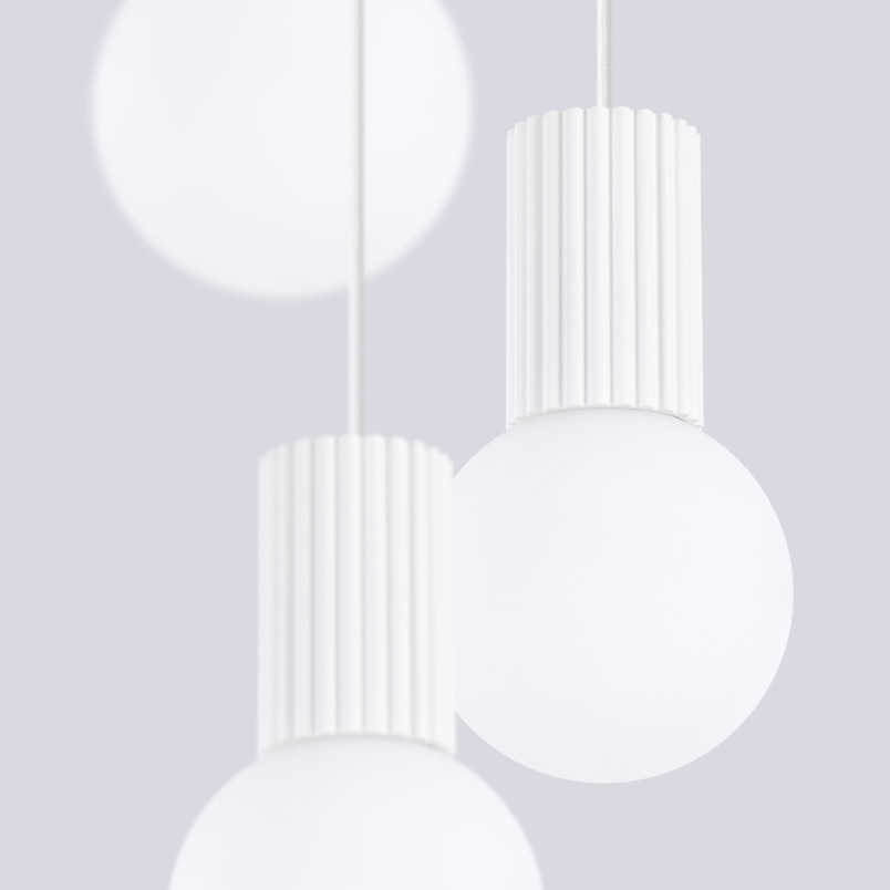Lampa wisząca biała Sollux Halo | 3 punkty, szklane kule