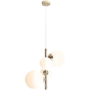 Lampa wisząca 4 szklane kule Bloom biało-złota marki Aldex