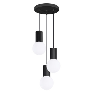 Lampa wisząca Halo Sollux - Ryflowana, Szklane Kule, Biały/Czarny